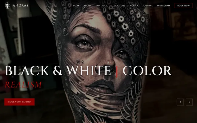 Andras Tattoo website, built by Multitap