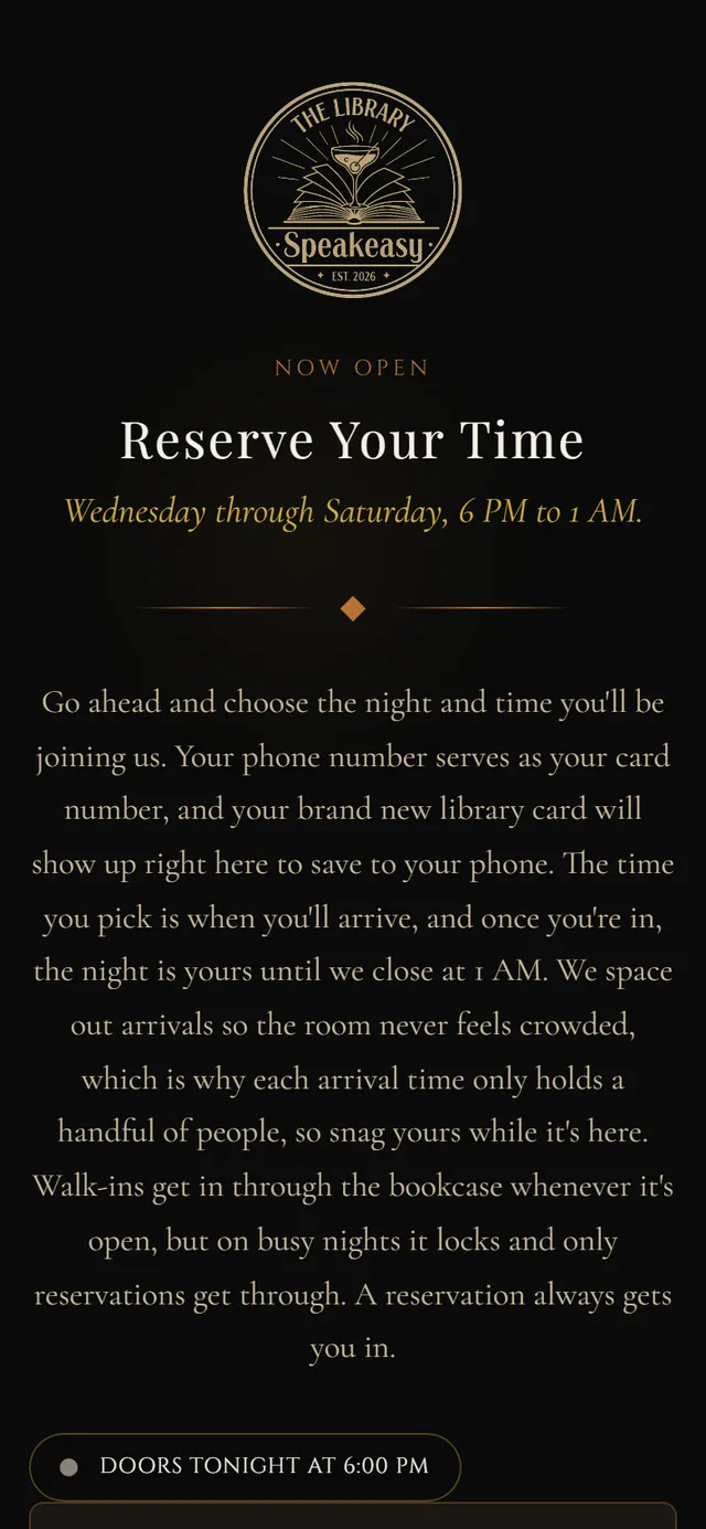 The Library Door, Membership and Reservations, built by Multitap