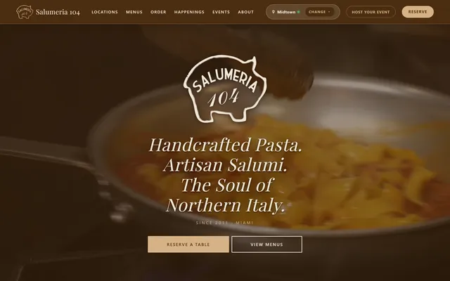 Salumeria 104 website, built by Multitap